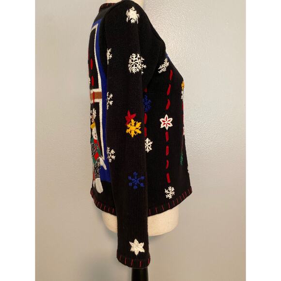Designers Originals Studio Ho Ho Ho Holiday Christmas Sweater Crewel P XS - Picture 4 of 8